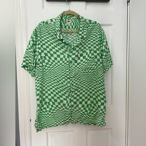 Levi’s Sunset Camp Collar Short Sleeve Shirt in Trippy Checkerboard White/Green